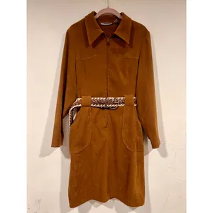 Vintage Amanda Smith Faux Suede Shirt Dress With Boho Braided Belt Tan Size 10 thumbnail 3