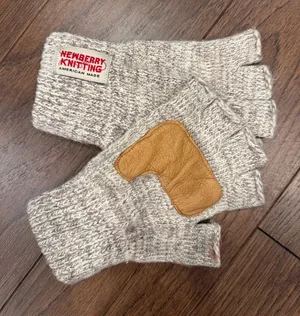Newberry Knitting Wool Blend Fingerless Gloves - Oatmeal - C54-131 thumbnail 1