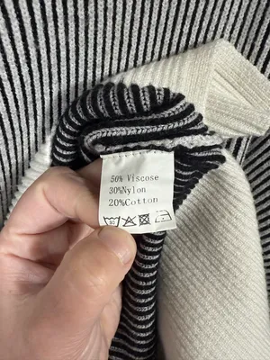 Oversized Ribbed Sweater Women Contrast Hem Crewneck Relaxed Knit Size M thumbnail 8