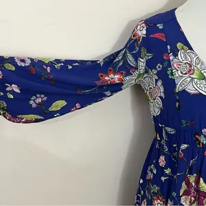 Anthropologie Maeve Purple Floral Long Sleeve Ruffle Hem Dress XS/S thumbnail 5