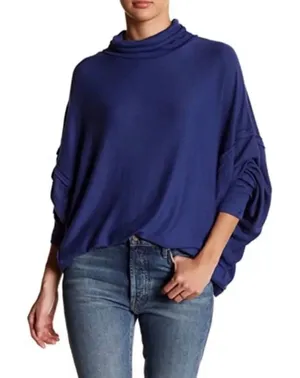 We the Free Cobalt Blue Royal Blue Mockneck Oversized Longsleeve Boho Size S thumbnail 1