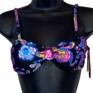 NWT Bongo Paisley Bikini Top Small‎ Y2K Festival Boho Gypsy Swimwear thumbnail 2