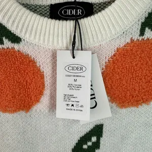 NWT Cider Whitey Orange Print Knit Sweater Novelty Fruit Cozy Pullover Size M thumbnail 5