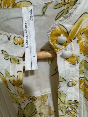 By Anthropologie Long-Sleeve Floral Button-down Peasant Blouse thumbnail 6