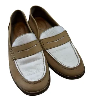 Sperry Womens Seaport Penny Loafers Tan‎ White Leather Preppy Slip On STS83410 9 thumbnail 1