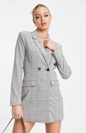 Abercrombie and fitch check blazer dress grey NWT size S thumbnail 1