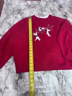 Classic Elements Burgundy Crewneck Sweatshirt with Embroidered Cats 90s large thumbnail 4