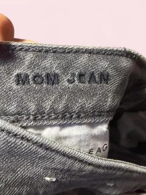 American Eagle Outfitters Women's Grey Distressed Straight-Leg Mom Jeans thumbnail 4