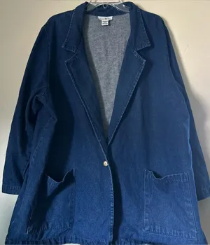 Vintage Hunters Run Women’s Long Sleeve Denim Jacket - oversized fit 1X thumbnail 1