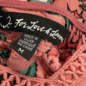 For Love & Lemons Floral Pink‎ Mini Dress Women's Medium Tiered Lace Trim thumbnail 6