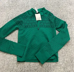 DSG Momentum Seamless 1/4 Zip Womens S Emerald Fair Isle‎ Pullover CKP7167CN thumbnail 1
