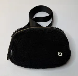 Lululemon Everywhere Belt Bag Black Fuzzy Fleece Crossbody Utility Y2K Goth Emo thumbnail 1