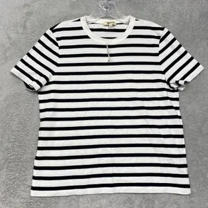 Madewell Top Womens M Black White Striped Short Sleeve Crewneck Casual Tee NY733 thumbnail 2