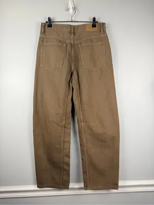 Madewell The Darted Barrel-Leg Jean in driftwood brown size 25 thumbnail 5