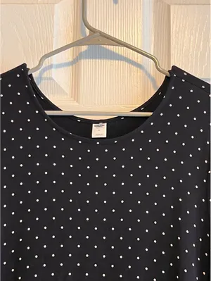 Old Navy Black & White Polka Dot Long Sleeve Swing Dress M thumbnail 4