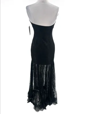 RETROFETE Jeanette Strapless Lace Sheer Black Maxi‎ Dress Size XS thumbnail 4