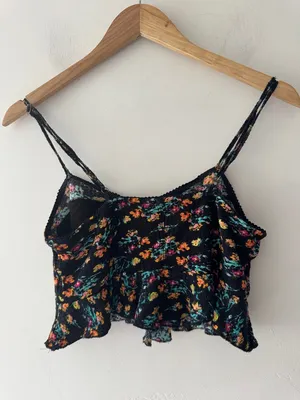 NWOT Free‎ People We The Free Adorable Floral Crop Sweetheart Peplum Cami Top thumbnail 3