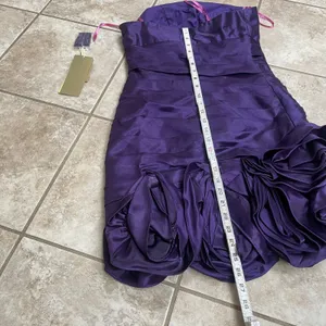 Cinderella Divine Purple‎ Strapless Embellished Ruffle Party Dress Size M NWT thumbnail 12