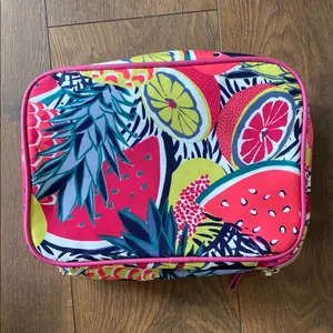 Colorful Fruit Print Large Double-Zip Beauty Case Brush Holders 10.5”x 7”x5.5” thumbnail 8