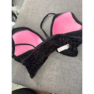 Victorias Secret PINK Black Velvet Burnout Floral Leopard‎ Bralette Medium thumbnail 6