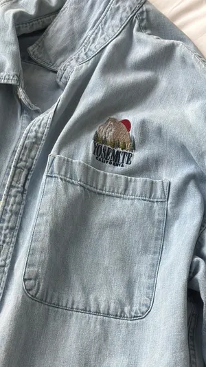 Abercrombie & Fitch Oversized Jean Shirt Embroidered thumbnail 2