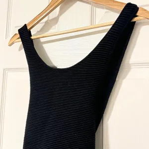 Abercrombie & Fitch Scuba Cross-Back Elevated Knit Ribbed Dress Size XL Black thumbnail 3