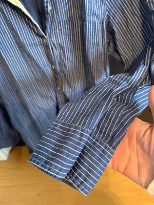Ralph Lauren Navy and White Striped Button-Down Shirt thumbnail 4