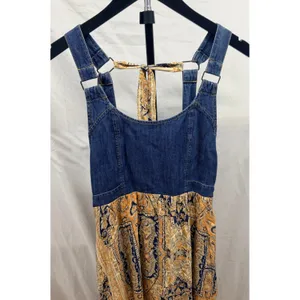 Free People $168 This Is The One Sundress Denim Boho Paisley Print Midi Dress XS thumbnail 3