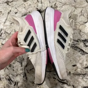 Adidas Women's Eq21‎ Running Shoes- in size 9. White, pink and orange thumbnail 5
