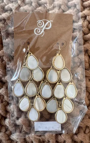 White Tear Drop Boutique Earrings thumbnail 1