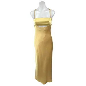 BEC & Bridge Carrie Yellow Satin Silk Sleeveless Cutout Cami Slip Midi Dress 4 thumbnail 5