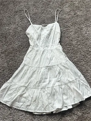 Princess Polly White Tiered Spaghetti Strap Mini Dress thumbnail 2