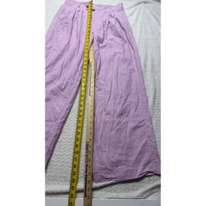 Banana Republic Pink Lavender Linen Wide Leg Pleated Pants Size 8 High Rise thumbnail 5