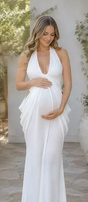 White Halter Neck Bodycon Dress Size M thumbnail 1
