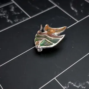 Vintage Brooch - Green & Orange Fish - Tarnished thumbnail 5