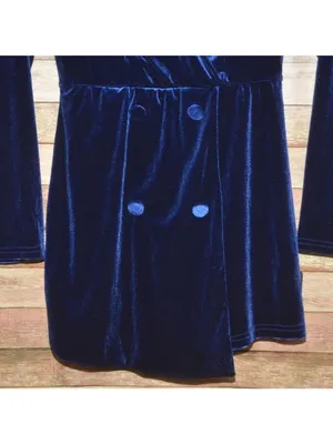 Lulus Velvet Blazer Romper Womens M Navy Blue Long Sleeve Party Holiday NWT thumbnail 4