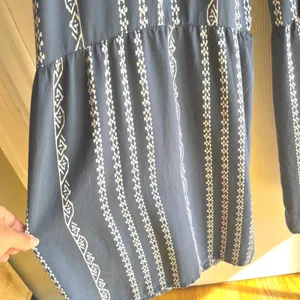 Blue Patterned Lightweight Jumpsuit with Flare BellBottoms Size Large Bohemian thumbnail 10