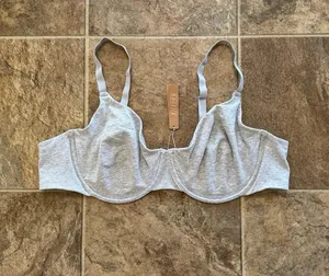 Skims Cotton Jersey T-shirt Bra Light Heather Grey Size 44D thumbnail 1