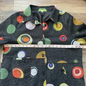 Trisha Tyler Gray Colorful Polka Dot Blouse M thumbnail 4