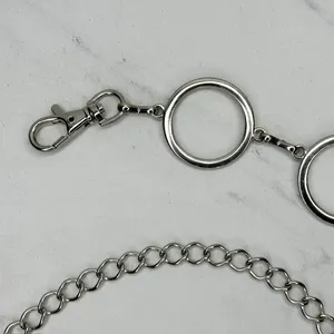 Rhinestone Open Hoop Circle Silver Tone Chain Link Belt One Size (OS) ✨ thumbnail 3
