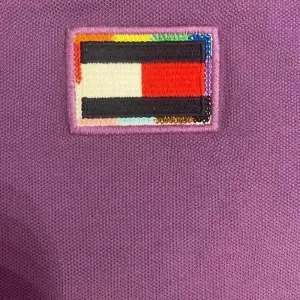 Tommy Hilfiger Women M Slim Fit Stretch Pride Flag Polo Short Sleeve Purple Y2K‎ thumbnail 4
