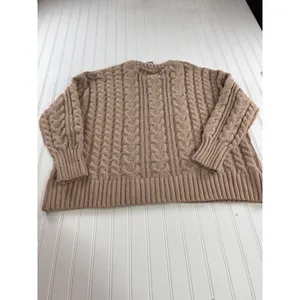 SO Women XXL Tan Brown Cable Knit Chenille Sweater Crewneck Oversized Cozy thumbnail 8