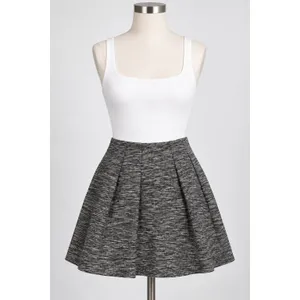 Madewell Pleated Mini Skirt Black White Space Dye Tweed Pockets Chic Size 8 thumbnail 2