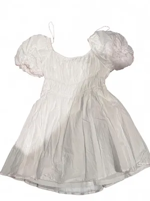 white dress with puffy sleeves thumbnail 1