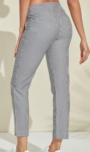 Acegolfs Eagle Performance Pull On Stretch Ankle Pant Black White Gingham Sz S thumbnail 1