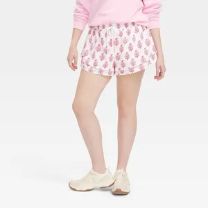 Roller‎ Rabbit Target Ruffle Floral Shorts Women L Pink Drawstring Boho Beach thumbnail 2