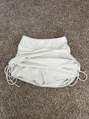 White mini skirt with built in shorts thumbnail 2