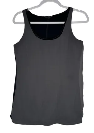 Express Womens Mixed Media Tank Top Grey Black Scoop Neck‎ Sleeveless Small 8584 thumbnail 1