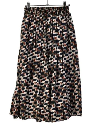 Boutique Stone Flower Navy Blue &‎ Red Printed Maxi Skirt S thumbnail 1