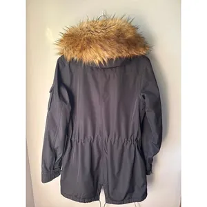 S13 New York Anorak Jacket Black Faux Fur Hood Large thumbnail 7